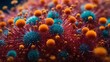 Colorful virus microscopic view 