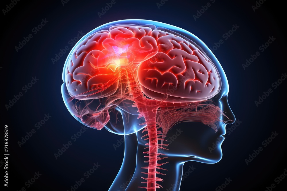 Red mind axon pain, a trigger for brain distress. A red dot signifies ...