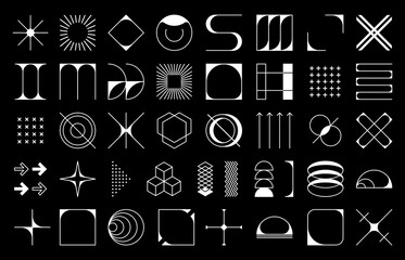 Aufkleber - brutalism future shapes and modern elements or geometric figures, vector icons. abstract brutalism g