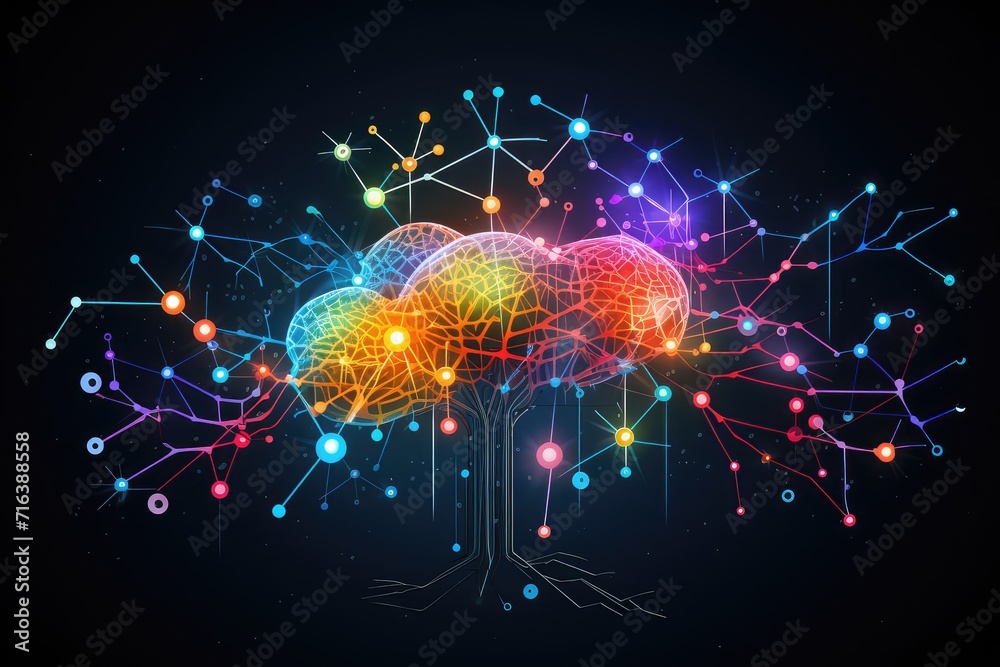 Illustration Stock Nerve cell Neuronal structures. Brain cell Axonal ...