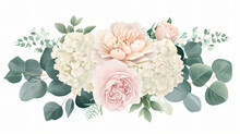 Dusty Pink And Cream Rose Peony Hydrangea Flower