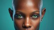 portrait of a pretty hairless woman on background, green or blue eyes, bald-headed girl, cancer woman, portrait of bald-headed woman