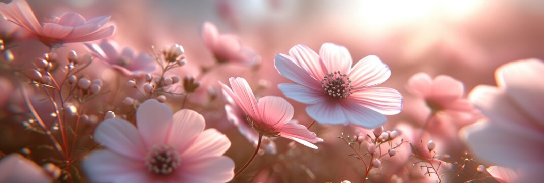 Beautiful Blooming Flowers Spring Summer Garden, Banner Image For Website, Background, Desktop Wallpaper