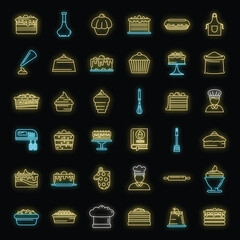 Wall Mural - Confectioner home icons set. Outline set of confectioner home vector icons neon color on black