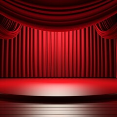 Wall Mural - curtain, theatre, act, cinema, concert, entertainment, event, floor, gold, opera, performance, presentation, product, realistic, render, room, shadow, show, silver, soft, spotlight, stage, velvet, clo