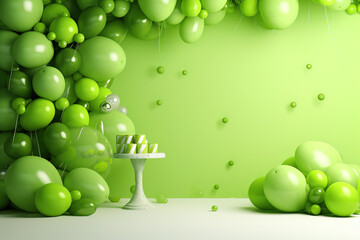 Wall Mural - lime green color balloon background, birthday background, celebration, party background, wedding ill