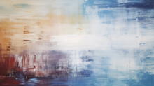 Abstract Art Background, Copy Space Brushstrokes Of White Light Blue Paint On Wood Texture, Canvas