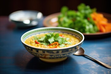 cooked masoor dal dish garnished with coriander