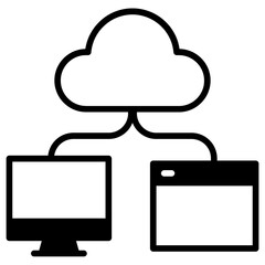 Sticker - Cloud Network solid glyph icon