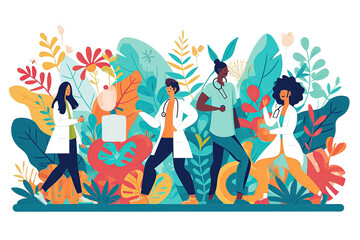 Illustration of doctors participating in health promotion