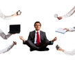 © alphaspirit - businessman does yoga exercise to relax himself