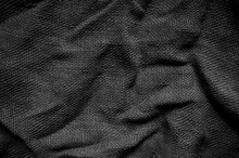 Grobe Schwarze Stofftextur Mit Falten - Dunkler Rustikaler Hintergrund