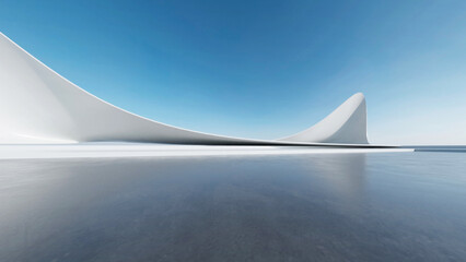 Leinwandbilder - 3d render of abstract futuristic architecture with empty concrete floor. Scene for car presentation.