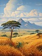 Wild African Savannas Mountain Landscape Plateau View - Art Print