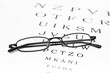 Eye test with glasses and letters