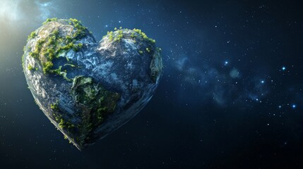 planet earth in the shape of a heart view from space. cosmic love