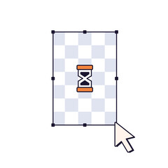 Poster - Retro computer cursor and hourglass on transparent png. Sandglass, symbol of waiting, slow processing. UI design in 90s and 00s style. Flat graphic vector illustration isolated on white background