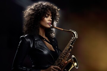 Woman playing a saxophone