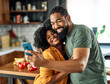 © Lumos sp - woman selfie phone man couple camera mobile phone portrait smartphone happy young romance together love photo picture kitchen food dinner lunch vegetables relationship boyfriend girlfriend