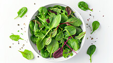 Mix Salad Arugula Spinach And Chard In The Bowl