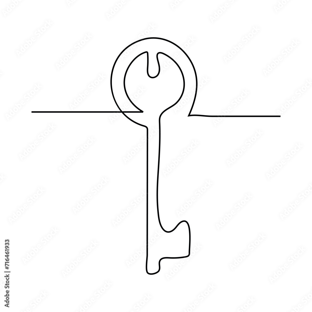 Key icon continuous one line drawing outline vector illustration Stock ...