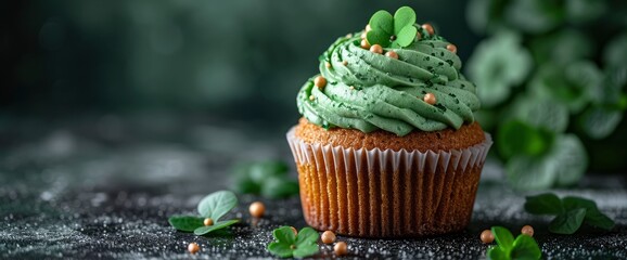 St Patricks Day Cupcake On Dark, HD, Background Wallpaper, Desktop Wallpaper