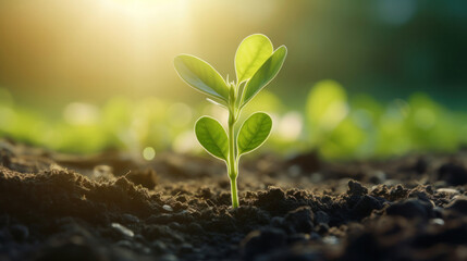 Agriculture plant seeding growing step concept. soybean growth in a field.