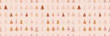 Christmas Tree Pattern Background. Christmas Illustration Hand Drawn Packing Paper Design, Winter Holiday Decoration, Modern Bright Colors, Hand Drawn Vector Illustration