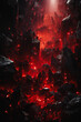 background of fire and black rocks.