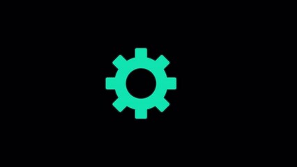 Poster - Mint green gear line 2D object animation. Sustainable development. Eco-friendly process flat color cartoon 4K video, alpha channel. Configuration cogwheel animated item on transparent background