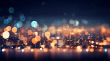 Abstract Background Bokeh City, Night Blurred Background Glowing Lights Of The Metropolis