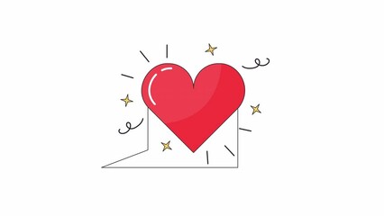 Poster - Sending love online line 2D object animation. Romantic confession text message flat color cartoon 4K video, alpha channel. Will you be my valentine social media animated item on white background