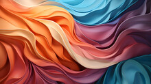 A Silk Fabric Fluttering With Vibrant Colors, Orange Purple Blue Tones Waving. Wallpaper, Background, Backdrop Design