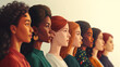 Group of women with different skin colors. Concept of individuality and uniqueness.