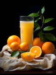 Wall Mural - Orange juice in a beautiful glass on a black background. (3)