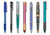 Fototapeta  - Realistic Set Pen. Vector illustration. Template For Mockup Branding