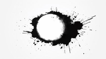 Wall Mural - black ink blob spot isolated on white background design object frame