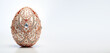 Luxury eastern egg with diamonds and Swarovski jewels. White banner with luxurious Easter egg.