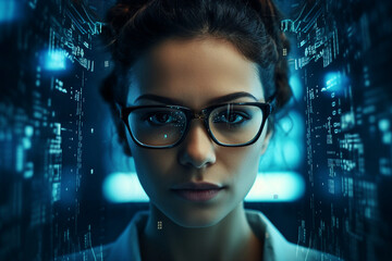 Poster - Successful Male Female Data Center IT Specialist Computer technologies Generative AI picture