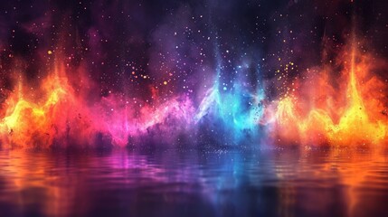 Poster - Colored background of abstract sound wave. Abstract flowing wavy, smoke lines. Vibrant colorful digital dynamic wave.