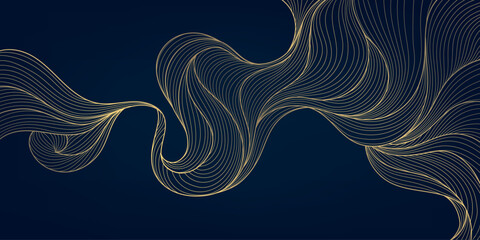 Wall Mural - vector gold line abstract wavy background, luxury curve texture, graphic geometric element. premium 