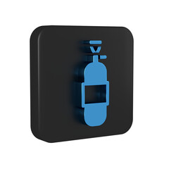 Wall Mural - Blue Propane gas tank icon isolated on transparent background. Flammable gas tank icon. Black square button.