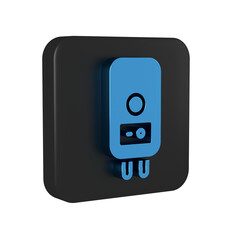 Canvas Print - Blue Electric boiler for heating water icon isolated on transparent background. Black square button.