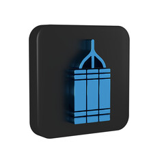 Wall Mural - Blue Detonate dynamite bomb stick icon isolated on transparent background. Time bomb - explosion danger concept. Black square button.