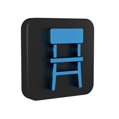Wall Mural - Blue Chair icon isolated on transparent background. Black square button.