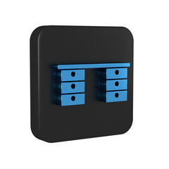 Poster - Blue Office desk icon isolated on transparent background. Black square button.