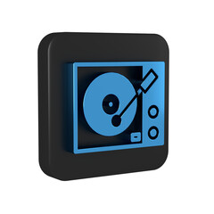 Canvas Print - Blue Vinyl player with a vinyl disk icon isolated on transparent background. Black square button.