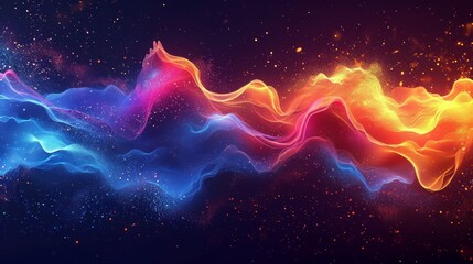 Poster - colored background of abstract sound wave. abstract flowing wavy, smoke lines. vibrant colorful digi