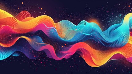 Poster - colored background of abstract sound wave. abstract flowing wavy, smoke lines. vibrant colorful digi