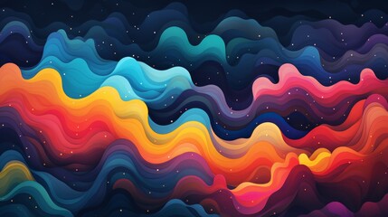 Wall Mural - Colored background of abstract sound wave. Abstract flowing wavy, smoke lines. Vibrant colorful digital dynamic wave.